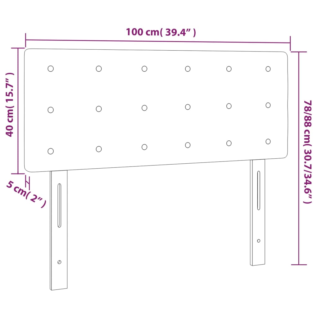 LED Headboard Black 100 cm Fabric