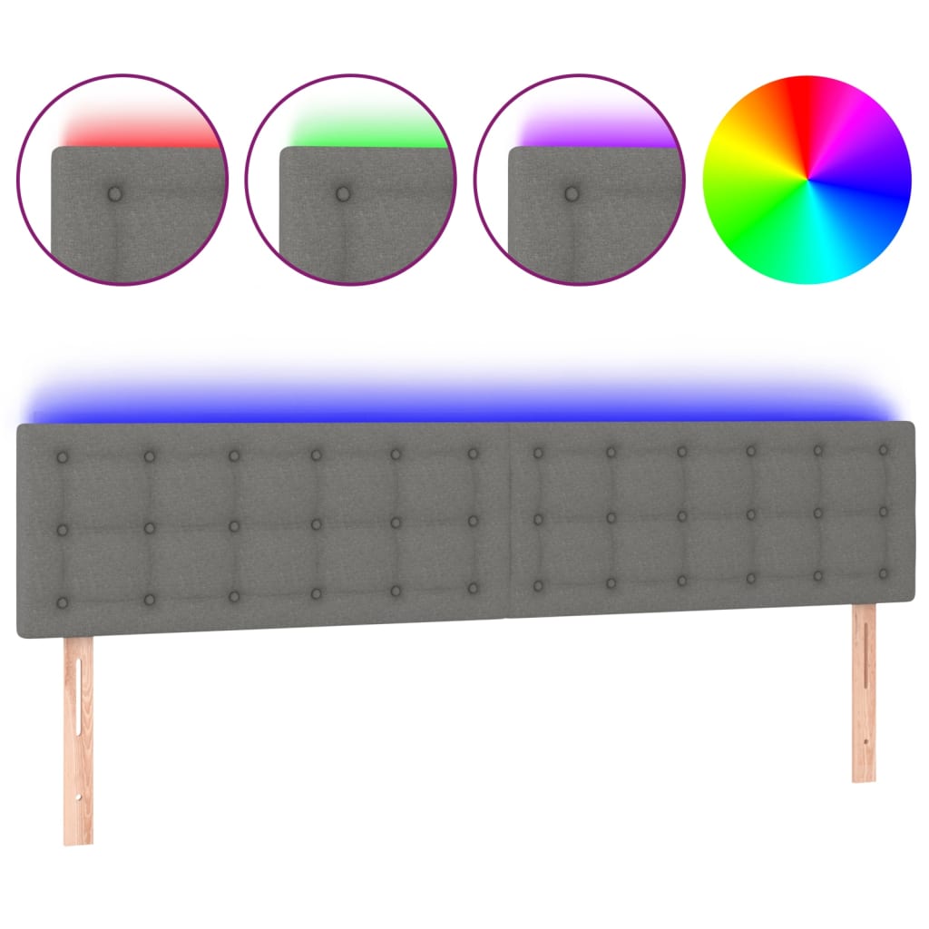 LED Headboard Dark Grey 160 cm Fabric