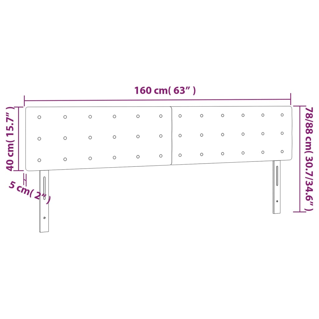 LED Headboard Black 160 cm Fabric