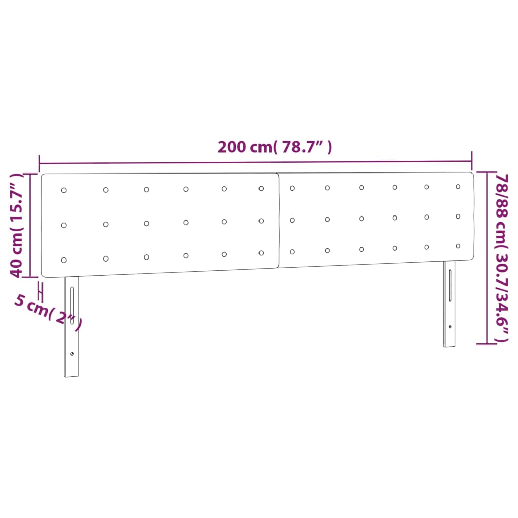 LED Headboard Dark Grey 200 cm Fabric