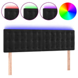 LED Headboard Black 144x5x78/88 cm Velvet - Front View