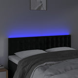 LED Headboard Black 144x5x78/88 cm Velvet - Side View