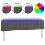 LED Headboard Dark Grey 160 cm Velvet - Front View