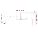LED Headboard Black 200 cm Velvet - Rear View