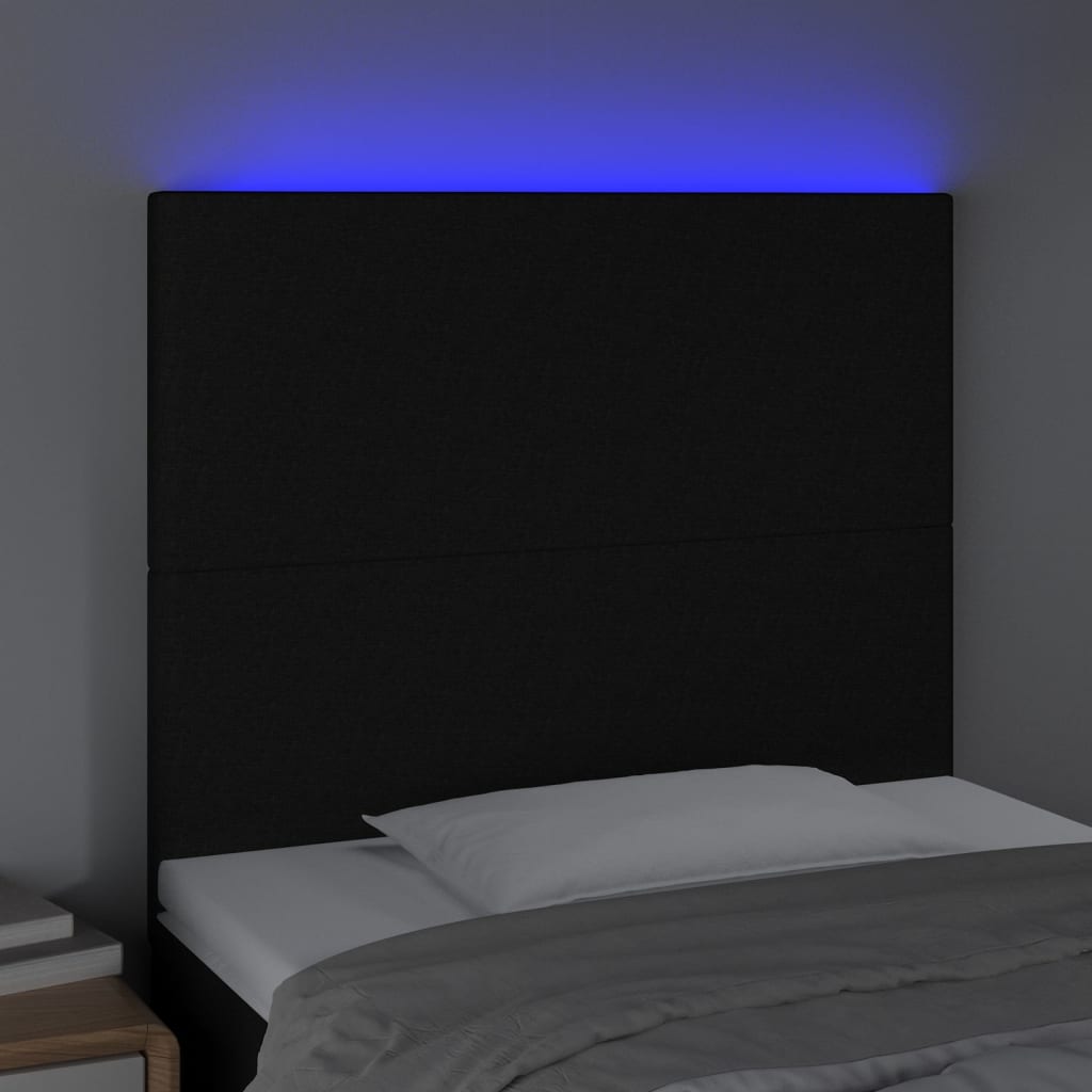 LED Headboard Black 100 cm Fabric