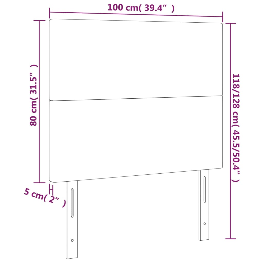 LED Headboard Black 100 cm Fabric