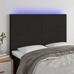 LED Headboard Black 144 cm Fabric