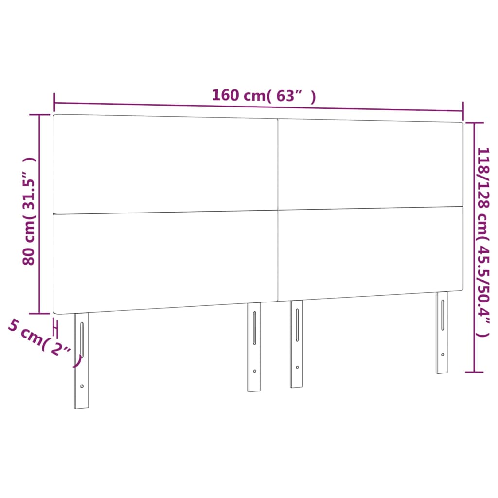 LED Headboard Dark Grey 160 cm Fabric