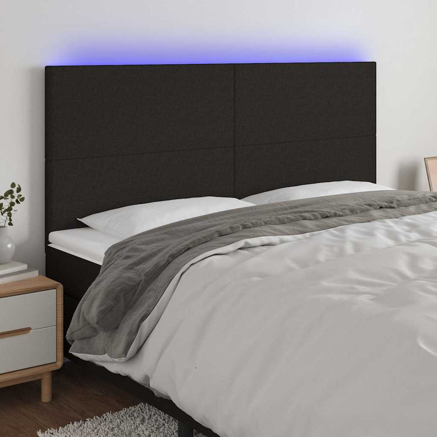 LED Headboard Black 160 cm Fabric