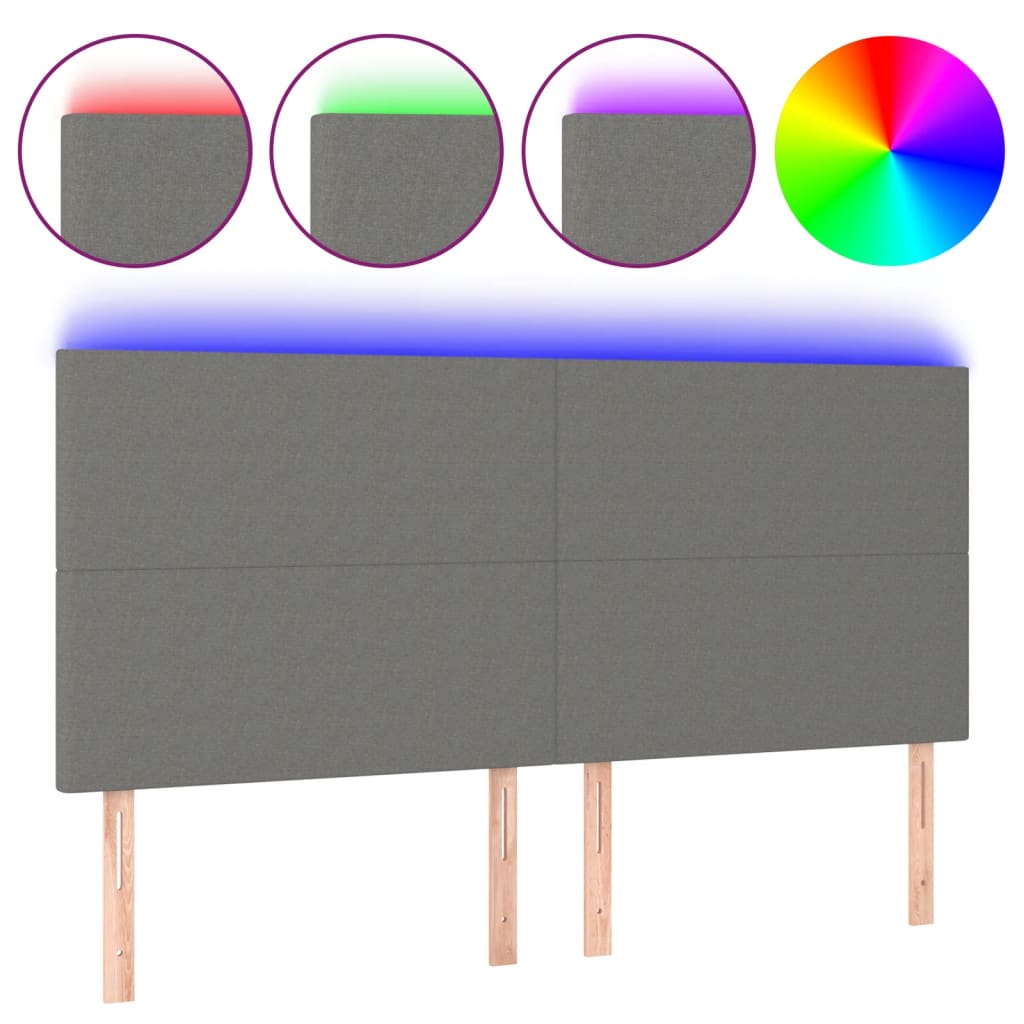 LED Headboard Dark Grey 200 cm Fabric