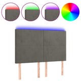 LED Headboard Dark Grey 144 cm Velvet - Front View