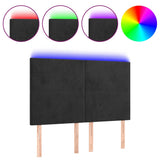 LED Headboard Black 144 cm Velvet - Front View