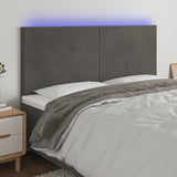 LED Headboard Dark Grey 160 cm Velvet