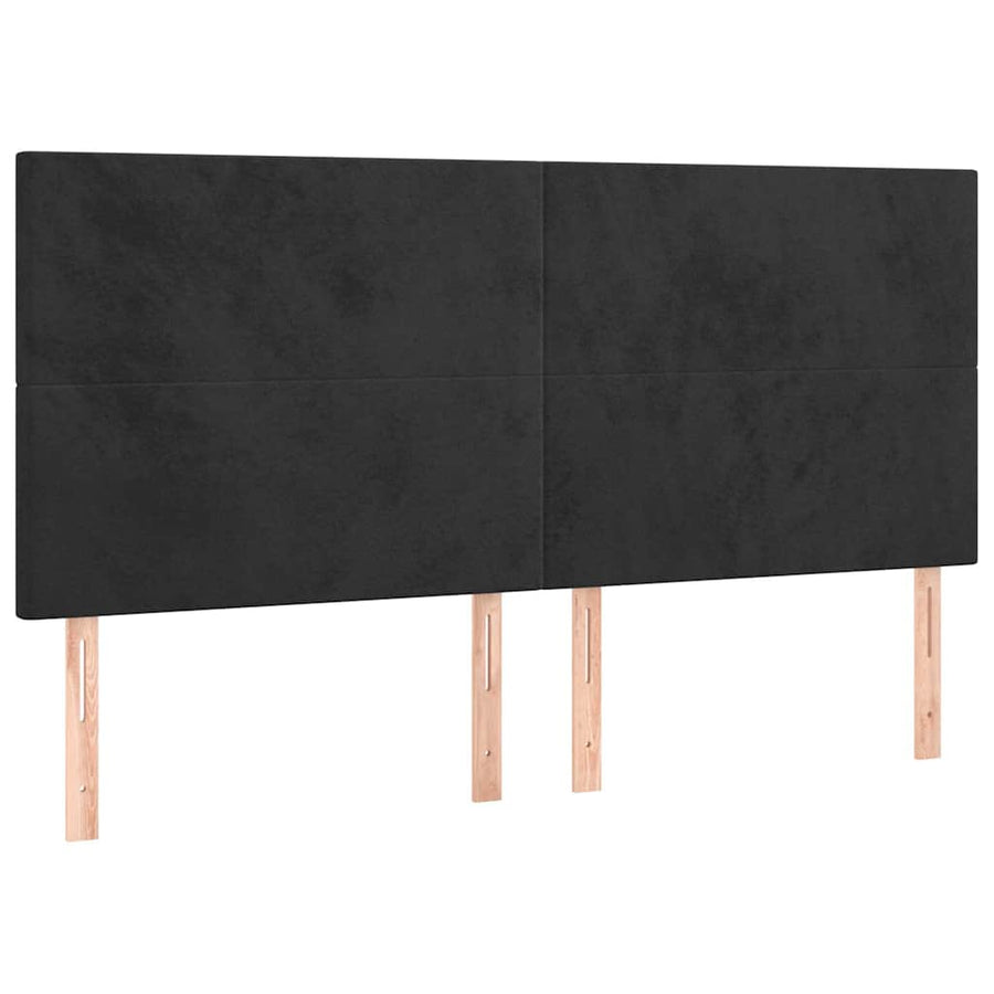 LED Headboard Black 160 cm Velvet