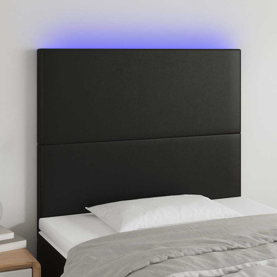 LED Headboard Black 100 cm Faux Leather
