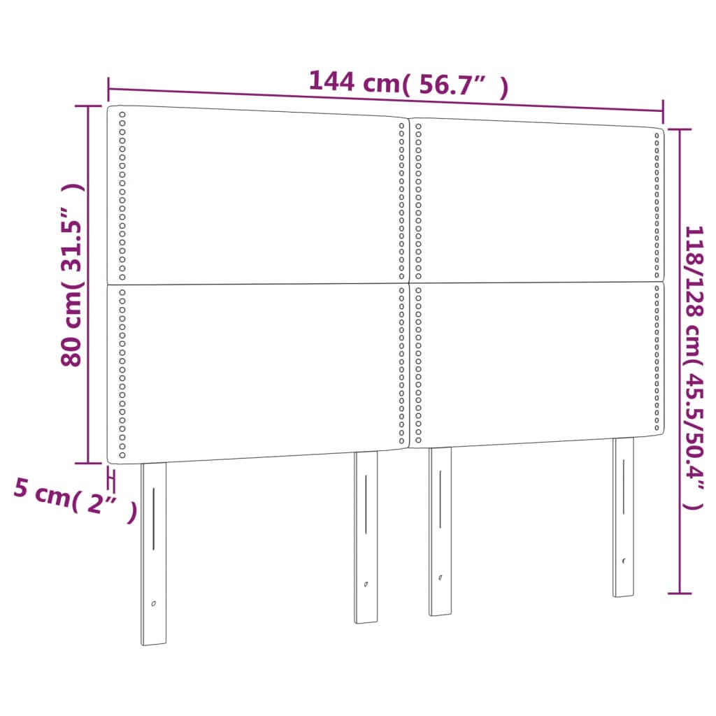 LED Headboard Dark Grey 144 cm Fabric
