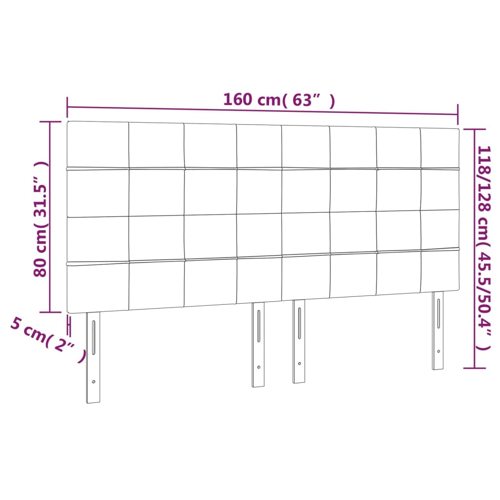 LED Headboard Dark Grey 160x5x118/128 cm Fabric