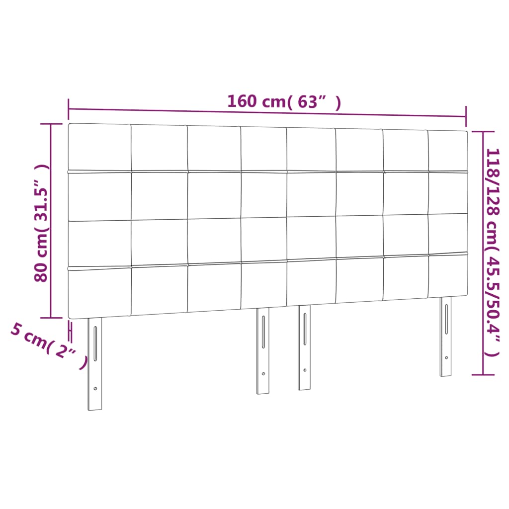 LED Headboard Black 160 cm Fabric