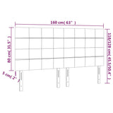 LED Headboard Black 160 cm Fabric - Rear View