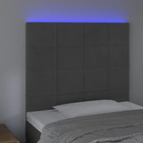 LED Headboard Dark Grey 80 cm Velvet - Side View