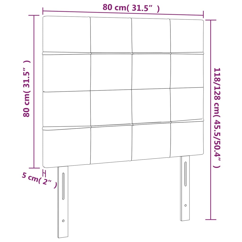LED Headboard Dark Grey 80 cm Velvet