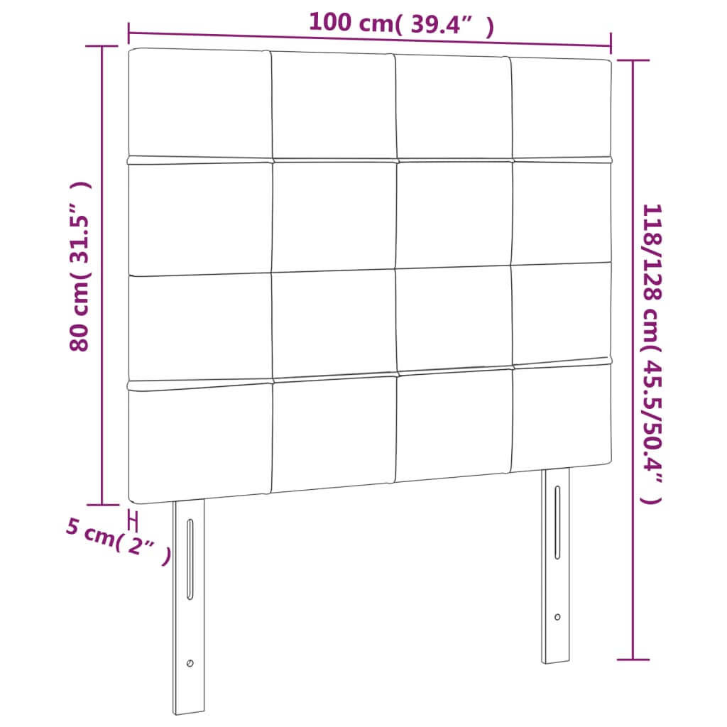 LED Headboard Dark Grey 100 cm Velvet