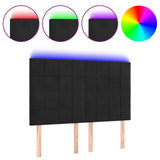 LED Headboard Black 144 cm Velvet - Front View
