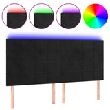 LED Headboard Black 160x5x118/128 cm Velvet - Front View