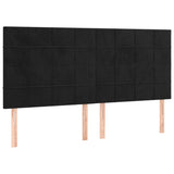 LED Headboard Black 160x5x118/128 cm Velvet - Top-Down View