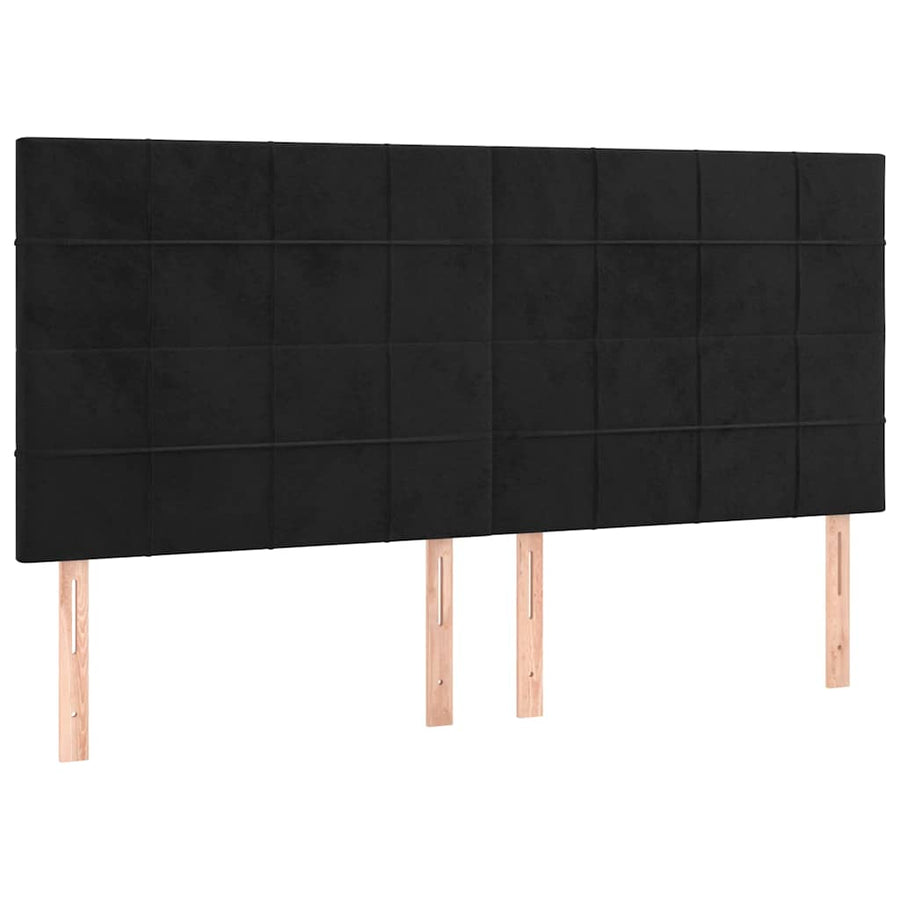 LED Headboard Black 160 cm Velvet