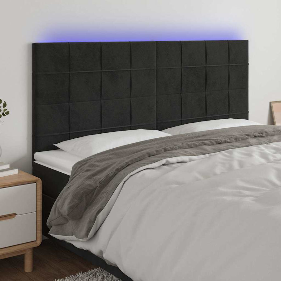 LED Headboard Black 160 cm Velvet