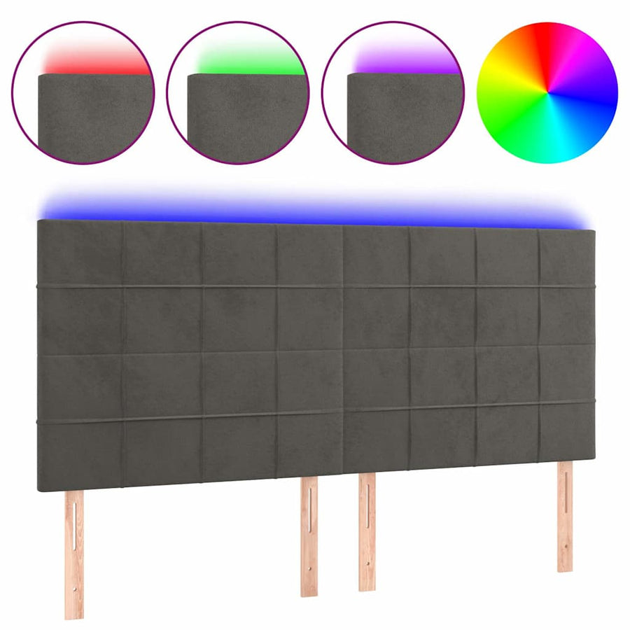 LED Headboard Dark Grey 200 cm Velvet