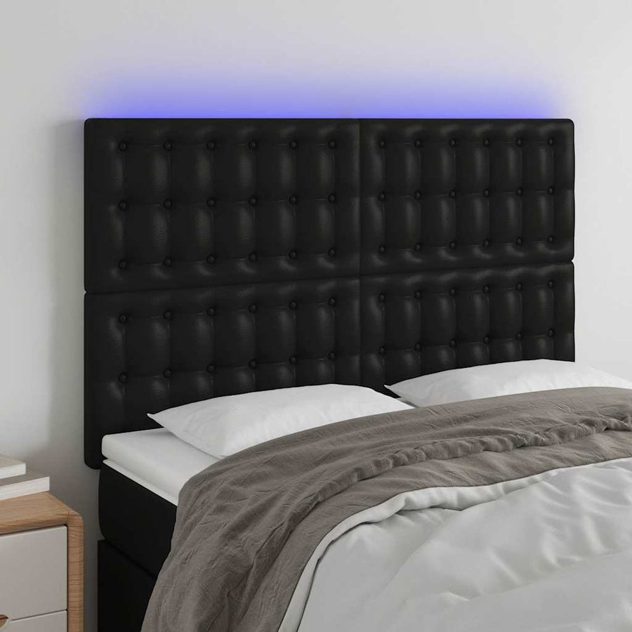 LED Headboard Black 144 cm Faux Leather