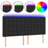 LED Headboard Black 200 cm Faux Leather - Front View