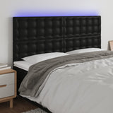 LED Headboard Black 200 cm Faux Leather