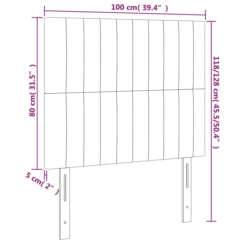 LED Headboard Dark Grey 100 cm Fabric