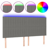 LED Headboard Dark Grey 160x5x118/128 cm Fabric - Front View