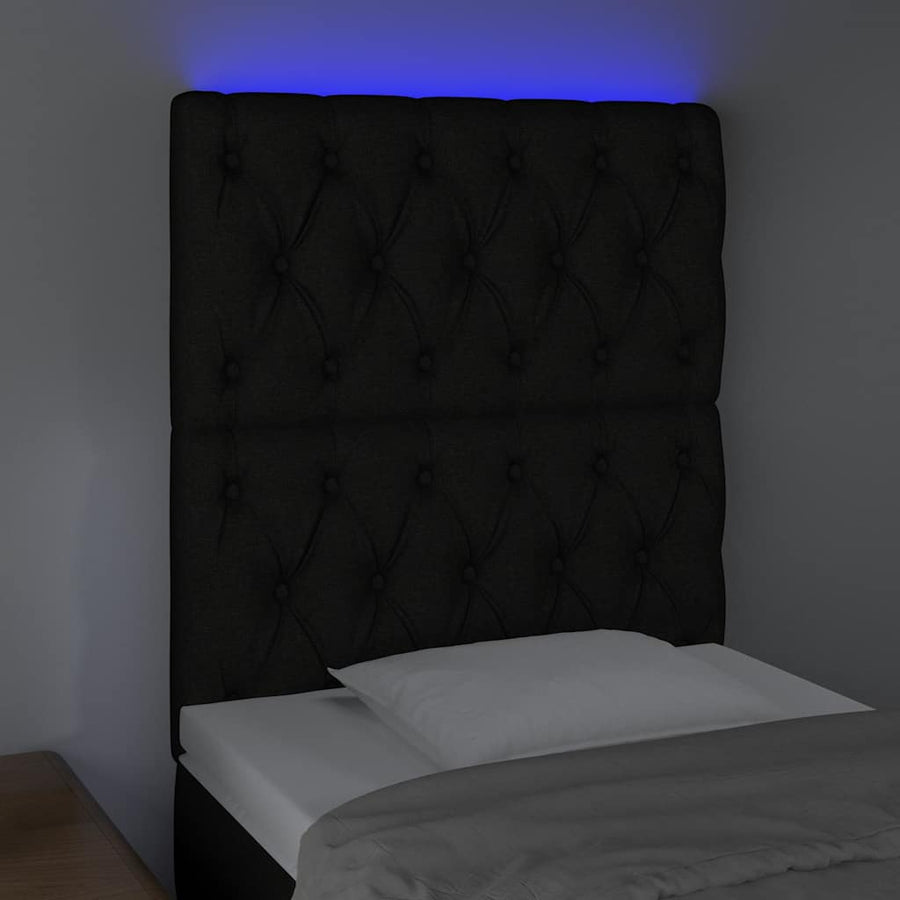 LED Headboard Black 80 cm Fabric