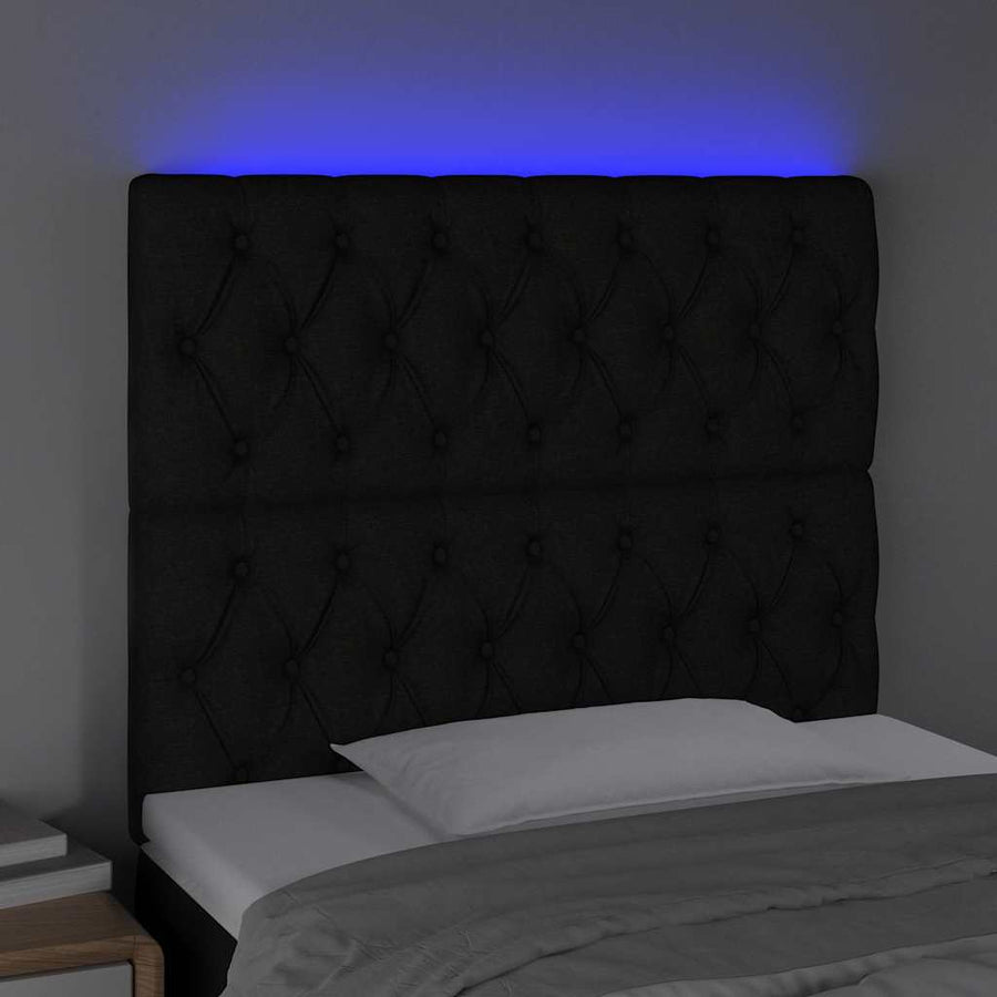 LED Headboard Black 100 cm Fabric