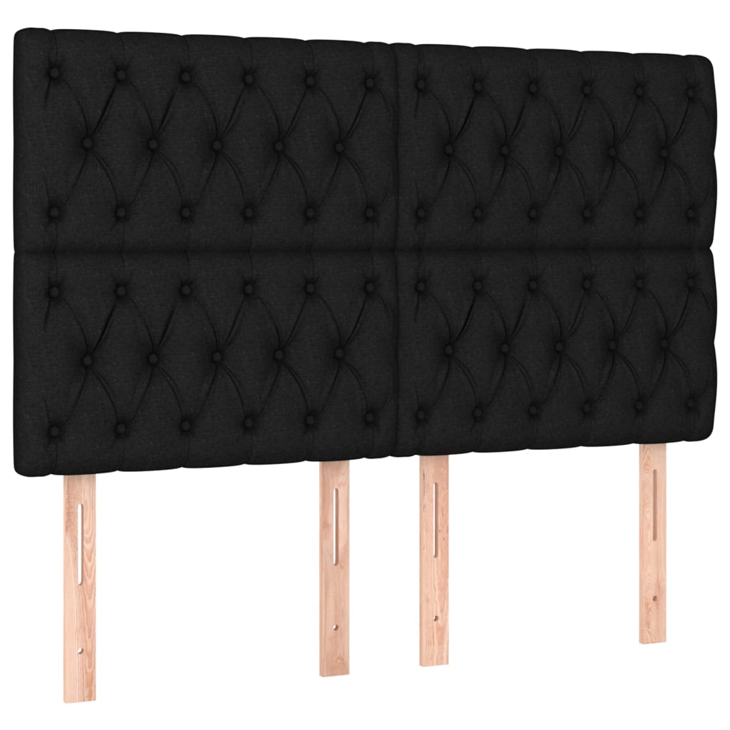 LED Headboard Black 144 cm Fabric