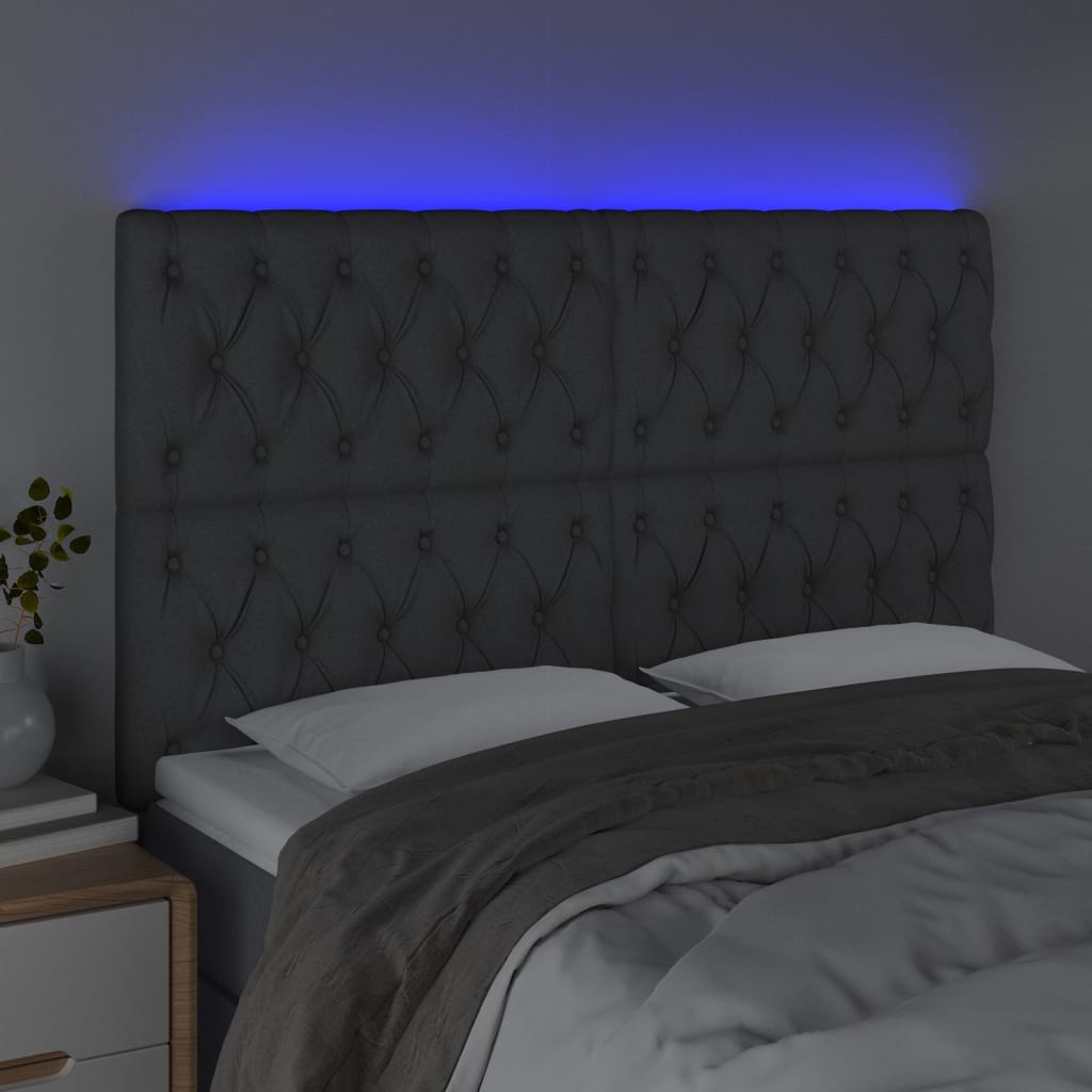LED Headboard Dark Grey 160 cm Fabric