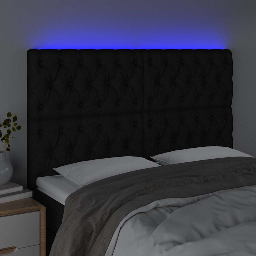 LED Headboard Black 160 cm Fabric