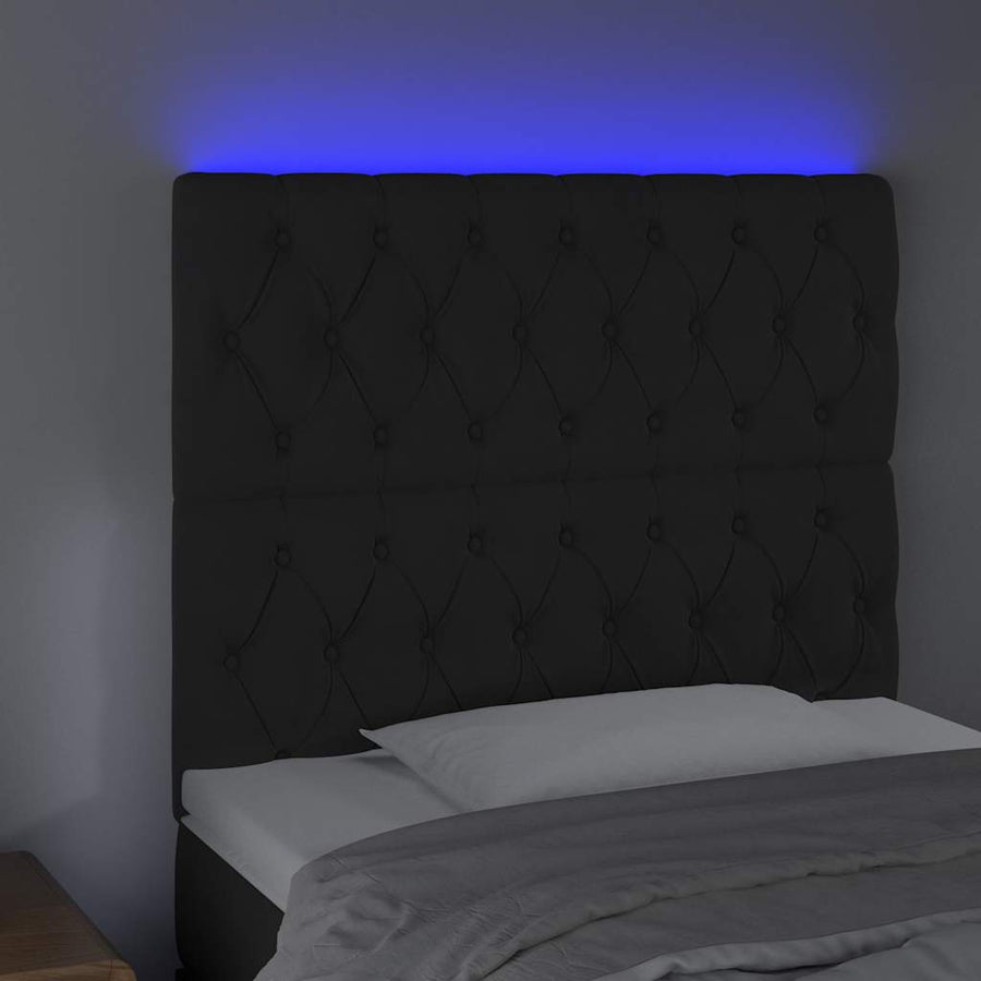 LED Headboard Black 100 cm Velvet