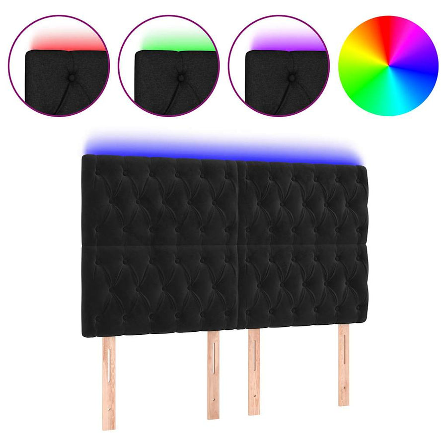 LED Headboard Black 160 cm Velvet