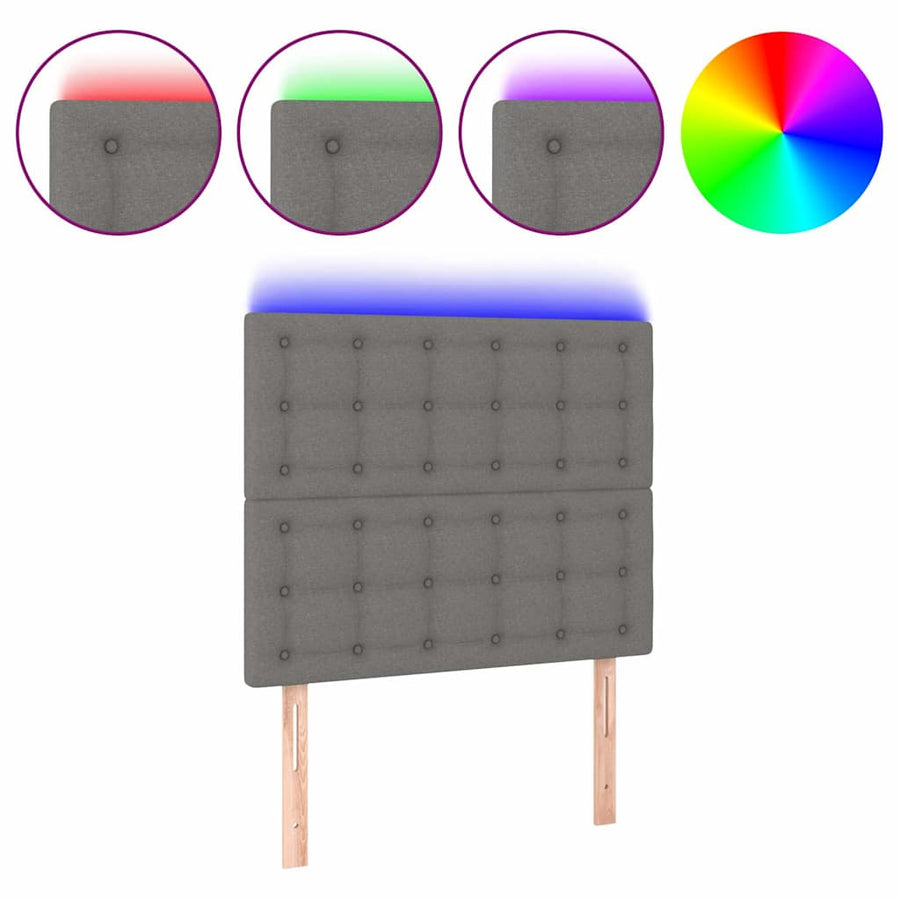 LED Headboard Dark Grey 100 cm Fabric