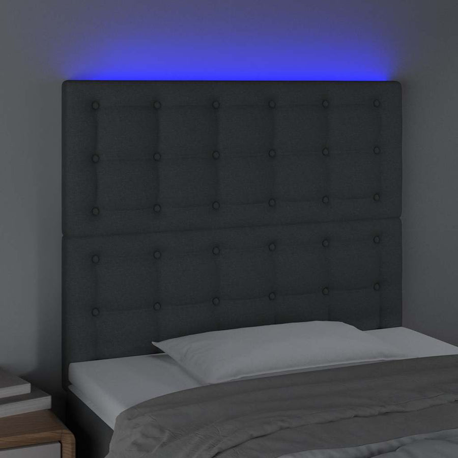 LED Headboard Dark Grey 100 cm Fabric