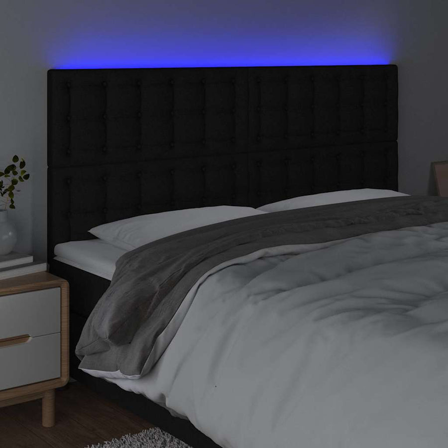 LED Headboard Black 160 cm Fabric