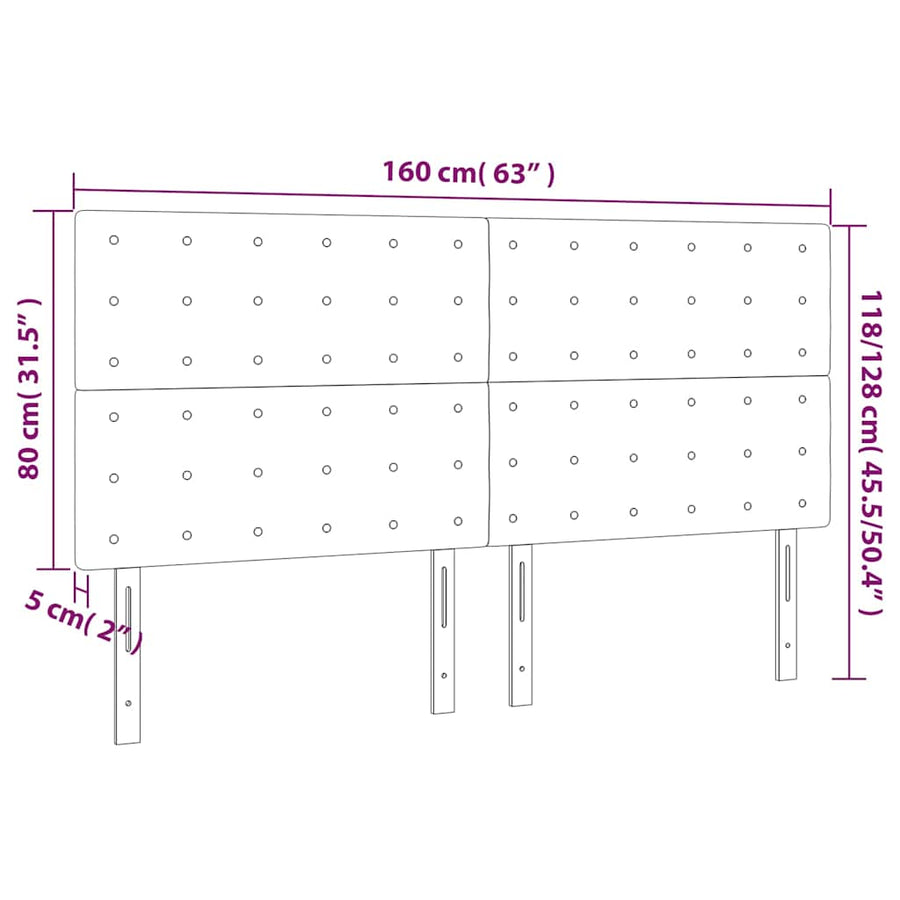 LED Headboard Dark Grey 160 cm Velvet