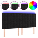 LED Headboard Black 160 cm Velvet - Front View