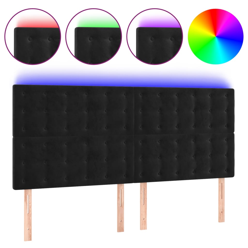 LED Headboard Black 200 cm Velvet